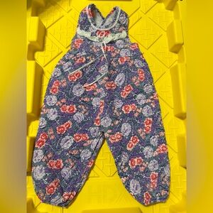 Vintage Purple floral Overalls baby girl 12 months